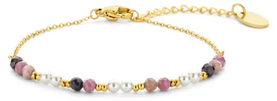 Produktbild von CO88 Collection 8CB-91298 Perlenarmband – Armband – Perlen – 2 mm – Perlen – 3 mm – 16,5+3 cm – Rosa – Grau – Goldfarben