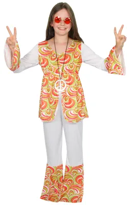 Produktbild von cooles Hippie Kostüm für Kinder Gr. 134-164, Größe:146/152