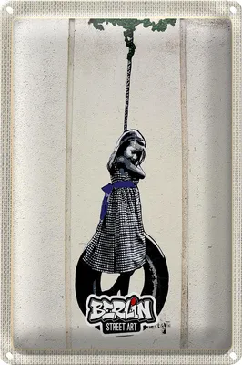 Produktbild von Blechschild Reise 20x30cm Berlin Street Art schwarz weiß Kunst