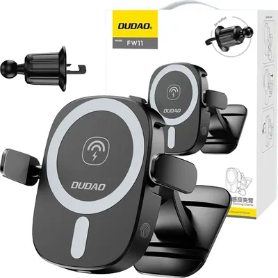 Immagine prodotto di Dudao Fw11 Supporto per telefono da auto con caricatore induttivo da 15W per griglia dell'aria / abitacolo - Nero