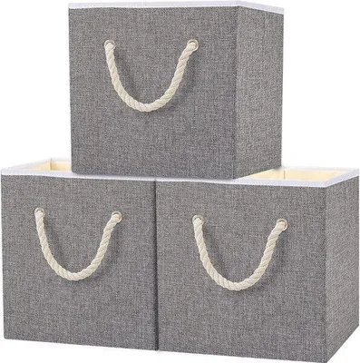 Produktbild von Famanu Aufbewahrungsbox 3er-Set - Organisieren von Kleidung - Graue Aufbewahrungskuben 33x33x33cm
