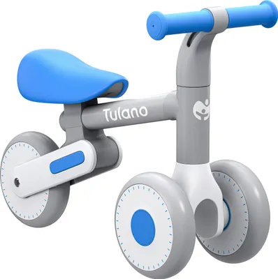 Produktbild von TULANO Scout 20 | Kinder Laufrad Lauflernrad Dreirad | ab 1 bis 3 Jahren | ohne Pedal mit 3 Rädern | höhenverstellbarer Sattel | Lenkradschloss | Blau