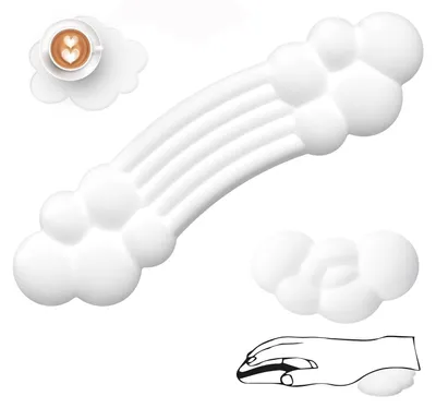 Zdjęcie produktu dla Podkładka pod klawiaturę i mysz, ergonomiczna, wykonana z pianki memory, kolor biały