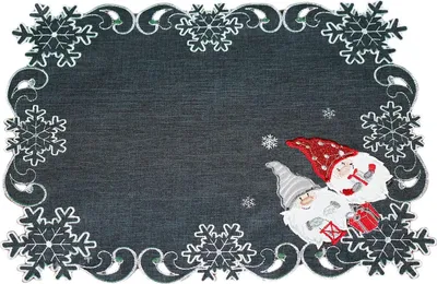 Produktbild von Tischwäsche mit Stickerei Wichtel 33 x 45 cm dunkelgrau