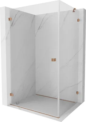 Produktbild von Mexen Lunar-B Duschkabine schwenkbar links 85 x 80 cm, transparent, gebürstetes Kupfer - 832-085-080-65-00-L