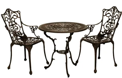 Produktbild von DEGAMO Sitzgruppe Gartenset Bistroset in Jugendstiloptik 3-teilig, Aluguss bronze antik, wetterfest