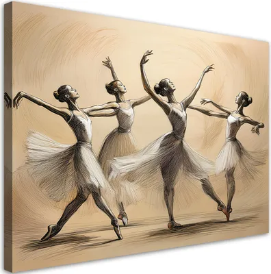 Produktbild von Leinwandbild Vintage Tänzer Ballett 100x70 Feeby Beige bild für die wand bereit zum aufhängen