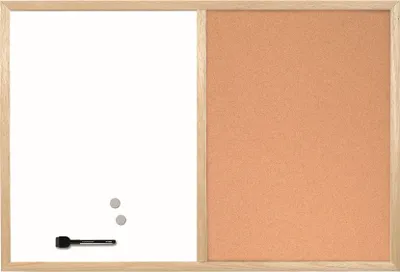 Produktbild von BI-OFFICE MX01106010 Kombitafel 40 x 30 cm Schreib- und Korktafel braun/weiß Holzrahmen