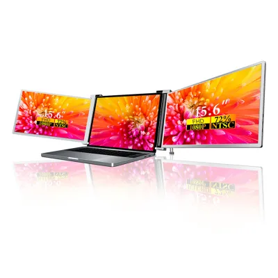 Zdjęcie produktu dla Przenośny ekran rozszerzający do laptopów 15,6'' z trzema ekranami i rozdzielczością 1920x1080. Łatwa instalacja dla laptopów 15-17''