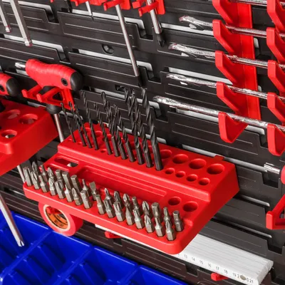 Obrázek produktu pro Sada stohovacích boxů 6x Nástěnný policový úložný systém 64 boxů Držáky 1728 x 780 m