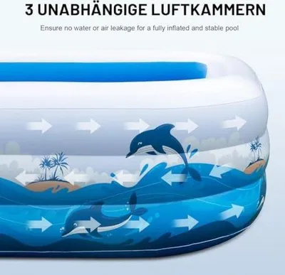 Produktbild von Famanu Aufblasbares Schwimmbad Rechteckig - 330 x 182 x 56 cm, Extra Groß, Stabil