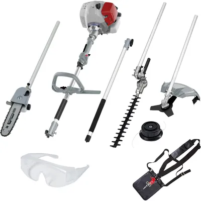 Produktbild von IKRA 4in1 Benzin Multitool IBKH 33-1| Rasentrimmer 43 cm | Freischneider Ø 25,5 cm | Teleskop Heckenschere 40 cm | Entaster 24 cm | inkl. Schutzbrille