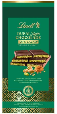 Produktbild von Lindt Dubai Style Chocolade 70% Cacao Edelbitter Tafel 150g
