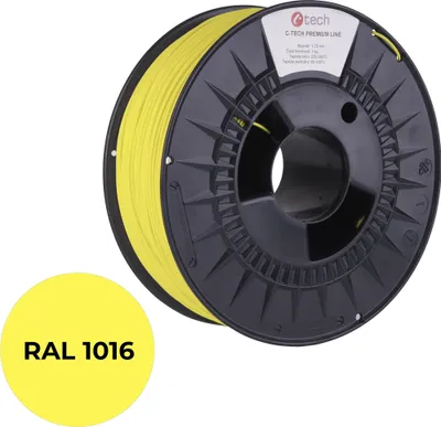 Produktbild von Tisková struna (filament) C-TECH PREMIUM LINE, PLA, sírová žlutá, RAL1016, 1,75mm, 1kg