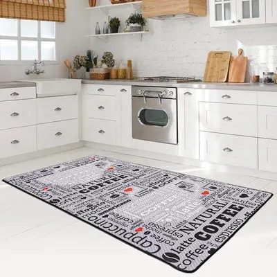 Obrázek produktu pro Šedý omyvatelný koberec Halen, protiskluzový, vzor Koffiemacchiato, 80 x 200 cm