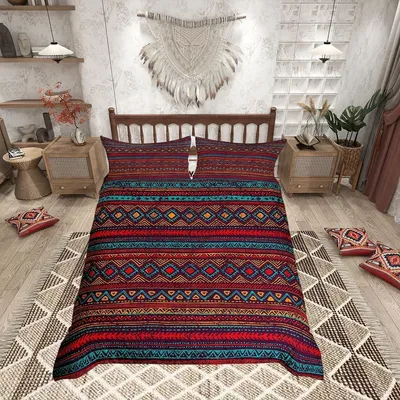 Produktbild von Omgoods – Bettwäsche-Set im Bohemian-Stil, Größe Super King, mit 2 Kopfkissenbezügen