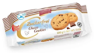Zdjęcie produktu dla Coppenrath Choco Cookies ciemna czekolada bez cukru 200g