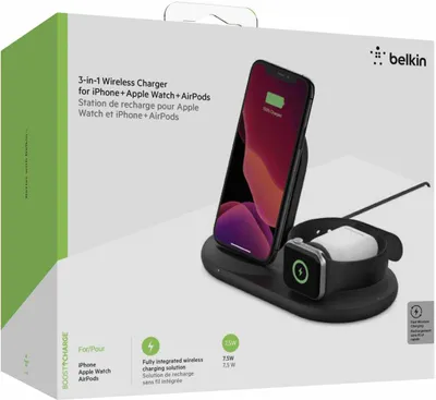 Produktbild von Belkin BOOST CHARGE wireless stand schwarz 3in1 f. Apple
