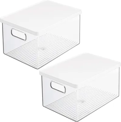 Produktbild von Organizer Aufbewahrungsbox Stapelbar 2er Set mit Deckel mDesign Transparent