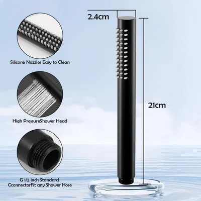 Image de Douchette de bidet noire, économe en eau, en acier inoxydable, raccordement G1/2, pour salle de bain