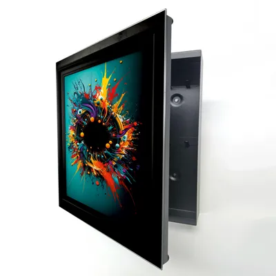 Produktbild von Schlüsselkasten Schwarz aus Metall mit 3D-Effekt Motiv hinter Glas, Moderne Schlüsselbox linksöffnend mit 20 Haken