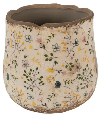 Productafbeelding van Clayre & Eef bloempot, diameter 21 cm, hoogte 19 cm, beige, keramiek, voor bloemen