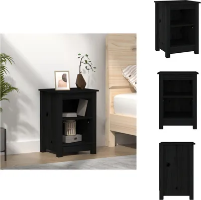 Produktbild von vidaXL Nachttisch Schwarz 40x35x55 cm Massivholz Kiefer -  Nachttische