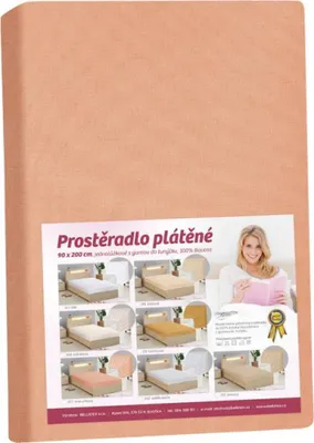 Produktbild von Leinen Bettlaken - Apricot - 90x200