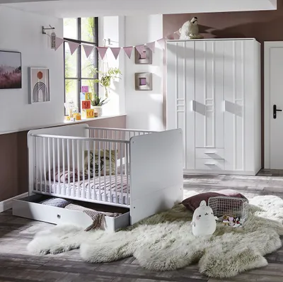 Produktbild von Babyzimmer 3-teilig BEELEN-43 mit Gitterbett in weiß