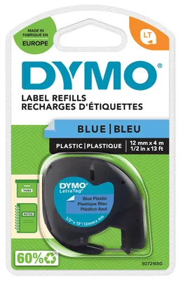 Image de Dymo Letratag Ruban plastique bleu 12 mm x 4 m