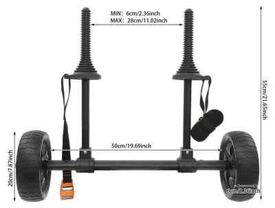 Image de Chariot pour kayak, largeur réglable, capacité de charge de 45 kg, noir