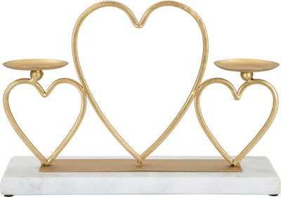 Produktbild von Mauro Ferretti Kerzenhalter Herzen für 2 Kerzen Gold 30x9x20 cm