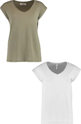 Produktbild von T-Shirt 2er-Set V-Ausschnitt Kurzarm Basic Sommer Shirt | XL