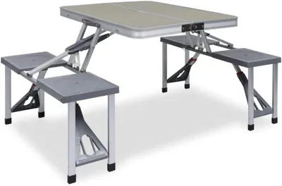 Produktbild von Faltbarer Campingtisch aus Stahl und Aluminium mit 4 Sitzplätzen