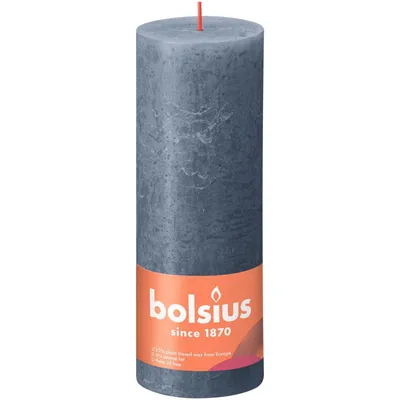 Produktbild von Bolsius Rustik Stumpenkerze Hortensienblau 190/68mm