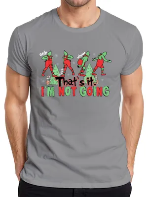 Productafbeelding van Dat is het. Ik ben geen Kerstman, geen Grinch. Cartoon T-shirt voor heren, grijs, maat XL