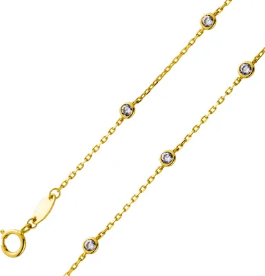 Produktbild von Ankerarmband 0,7mm Gelbgold 333 8 Karat weiße Zirkonia  17