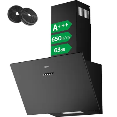 Produktbild von CIARRA A+++ 650 m³/h Dunstabzugshaube 60 cm Kopffreiehaube Umluft Kopffreie Schräghaube  Wandmontage Abzugshaube Schwarz VMB6762A