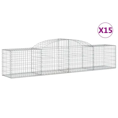 Produktbild von Gabionen mit Hochbogen 15 Stk. 300x50x60/80 cm Verzinktes Eisen