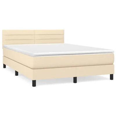 Obrázok produktu pre vidaXL Boxspring posteľ s matracom Cream 140x200 cm Látka