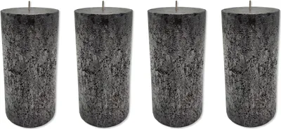 Produktbild von Stumpenkerze XL 10 x 20cm schwarz mit Glitzer 4 Stück durchgefärbt Säulenkerze