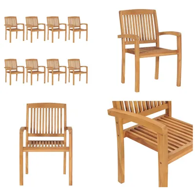Produktbild von vidaXL Stapelbare Gartenstühle 8 Stk. Massivholz Teak - Gartenstuhl - Gartenstühle - Holzstuhl - Holzstühle