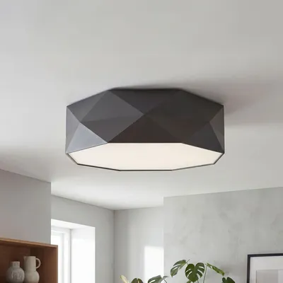 Immagine prodotto di Plafoniera grigio bianco E27 paralume in tessuto Lampada da soffitto camera da letto