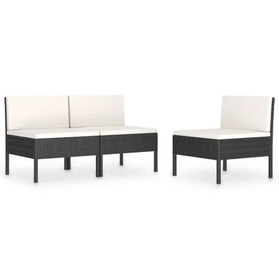 Immagine prodotto di vidaXL Sedie da giardino 3 pezzi con cuscini in poly rattan nero