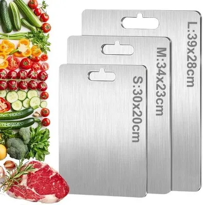 Produktbild von Unyqoos® 3‑teiliges Titan‑Schneidebrett-Set für die Küche – beidseitig nutzbar, messerschonend, antibakteriell, antirutsch, & BPA‑frei