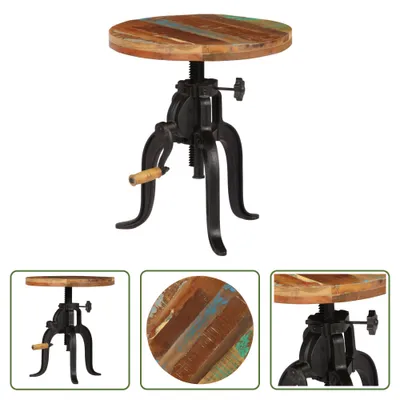 Produktbild von The Living Store Beistelltisch 45x(45-62) cm Altholz Massiv und Gusseisen