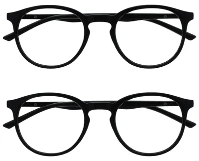 Produktbild von OPULIZE Met Fernbrille 2er Pack Kurzsichtigkeit Schlank Runder Rahmen Federscharniere Kratzfest Schwarz Herren Damen MM60-1 -2.50