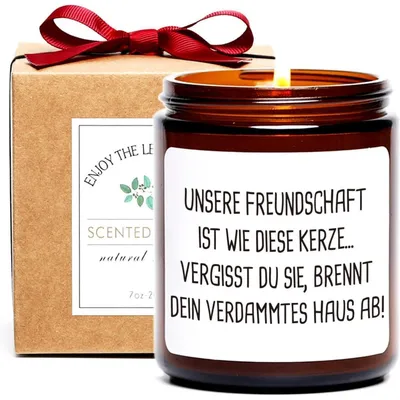 Image de Bougie parfumée en cire de soja, 200g, "Notre amitié est comme cette bougie", cadeau pour femmes