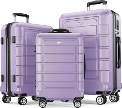 Image de SHOWKOO Set de valises 3 pièces, coque dure, serrure TSA, 360° roulettes (M-L-XL Lavande)