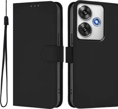 Produktbild von Hülle für Xiaomi Poco F6 - Phonesta Soft Skin Book Wallet Klapphülle mit Kordel - Schwarz